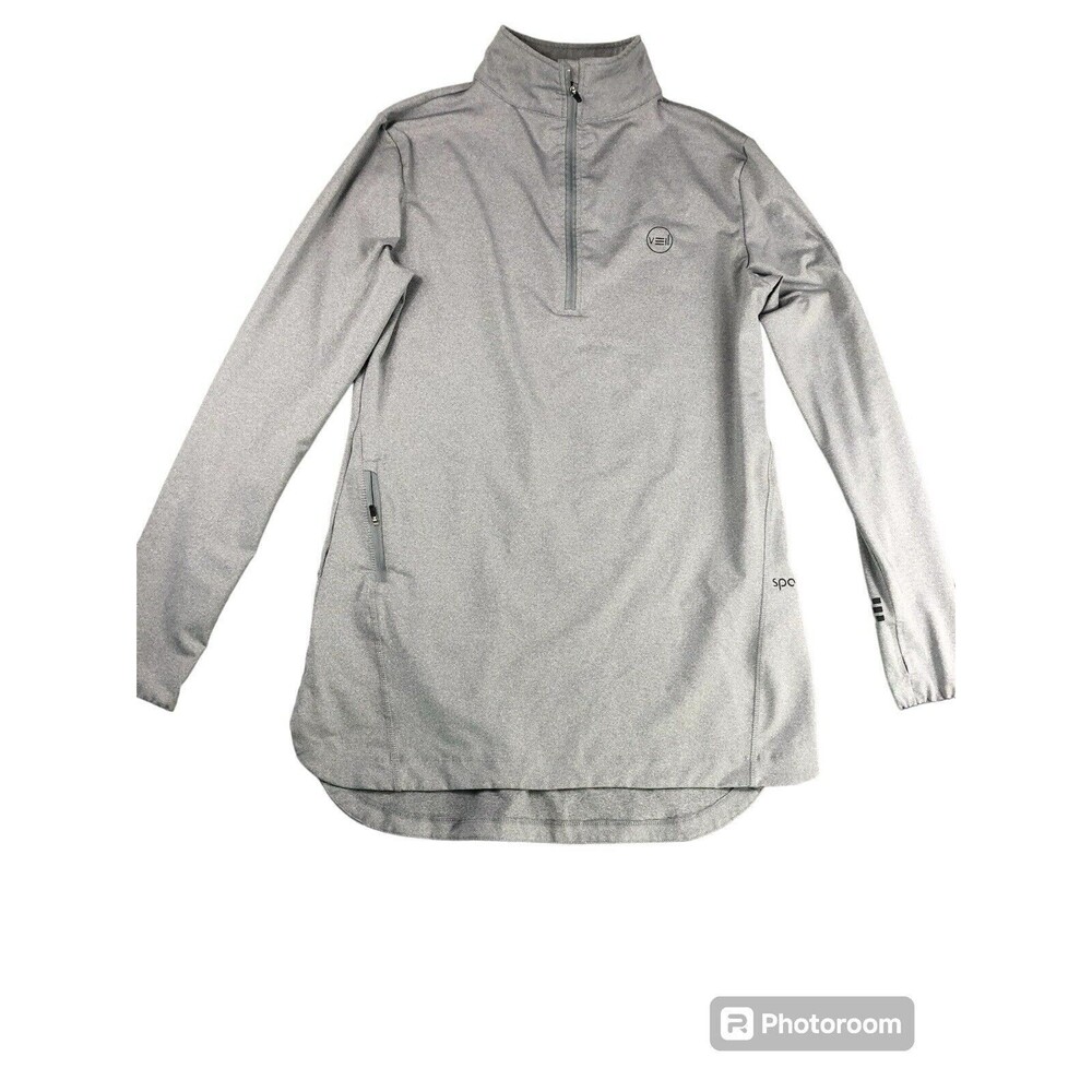 Spark Women Size Medium  Grey Long Sleeve 1/4 Zip Pullover Sweatshirt Gym, Walk
